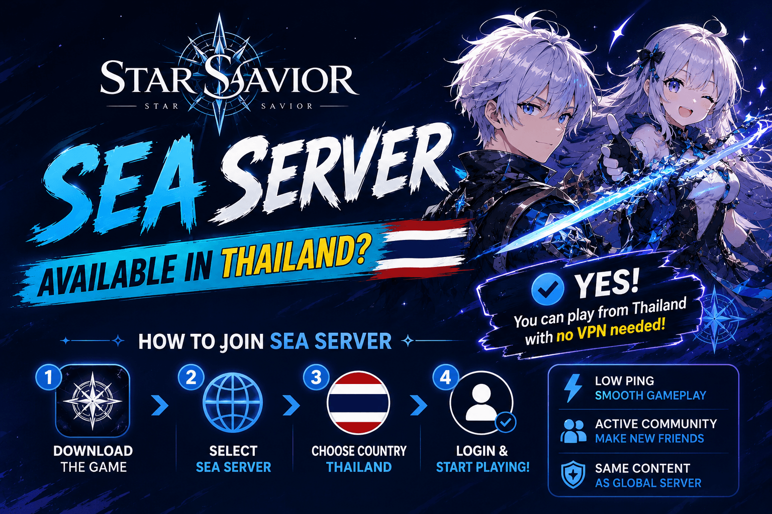Star Savior Server SEA มีไหม เล่นจากไทยได้หรือเปล่า พร้อมวิธีเข้าเซิร์ฟ
