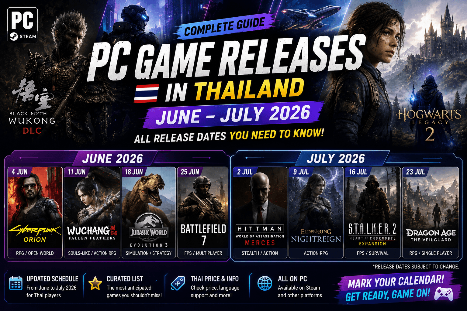PC Game Release Dates in Thailand for June and July 2026