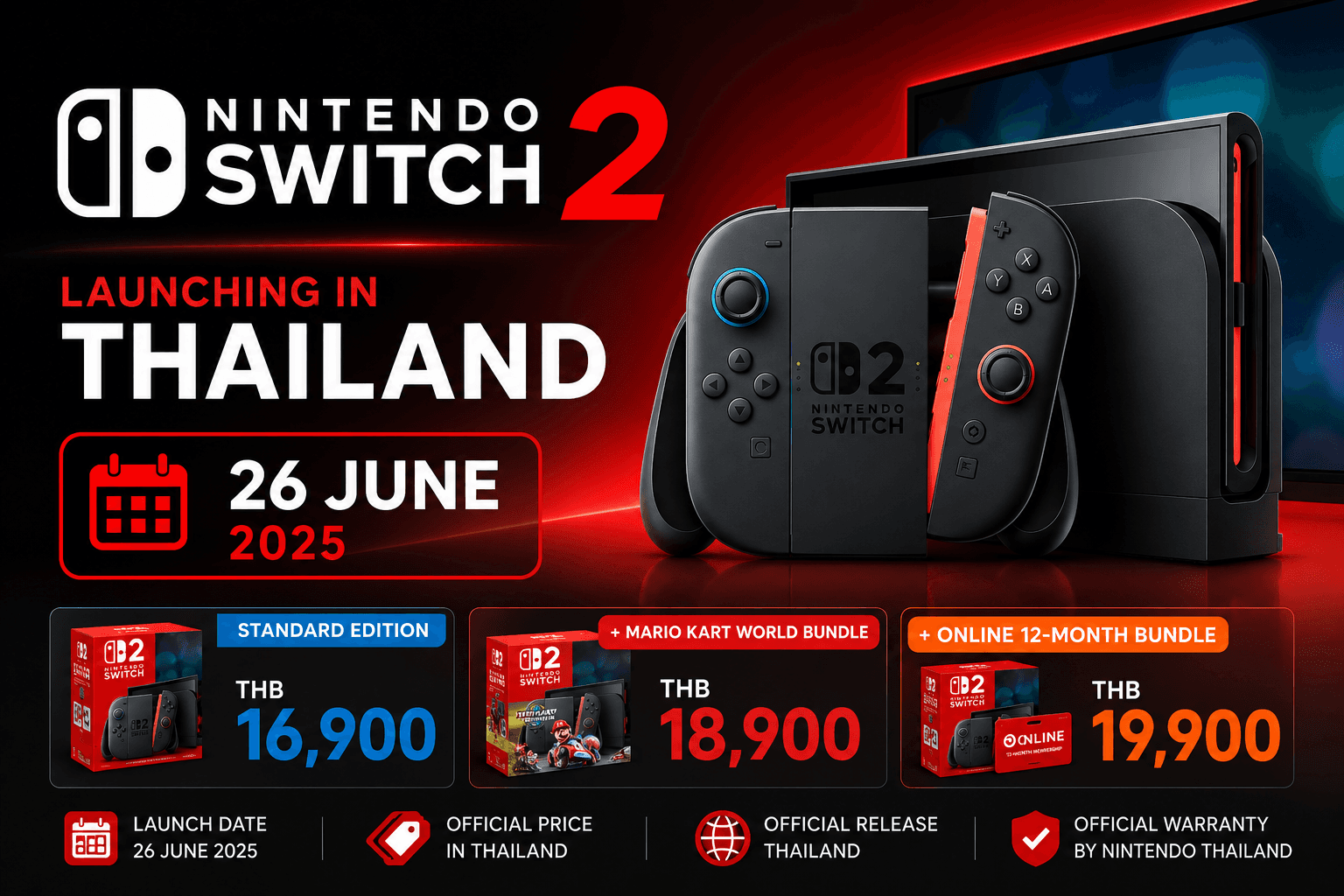 Nintendo Switch 2 วันออกไทยเมื่อไหร่ ราคาทุกรุ่นเท่าไหร่ สรุปครบ